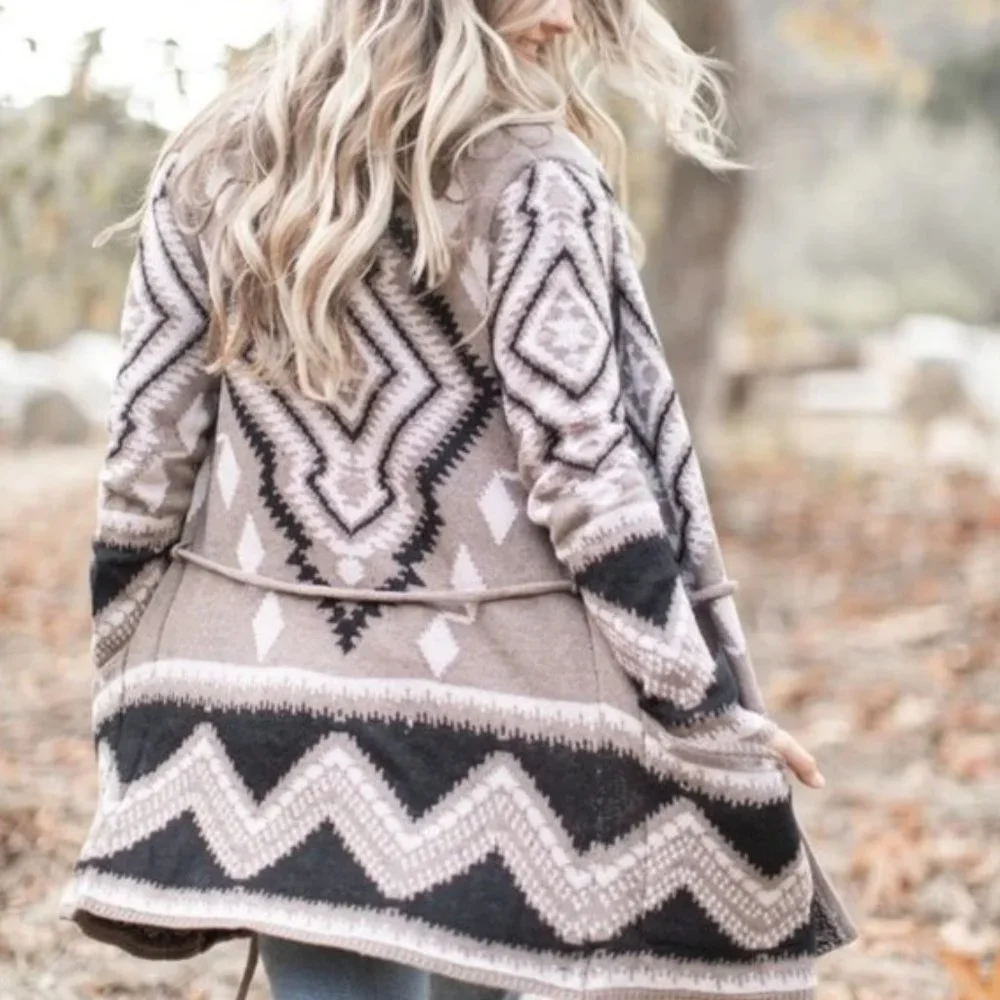 New Aztec Tribal Boho Western Ski Montana Cardigan Sweater Southwest Coat